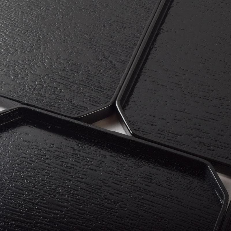 和食器　黒漆　松葉蒔絵　柿合　折曲重箱　5点　C　8573A