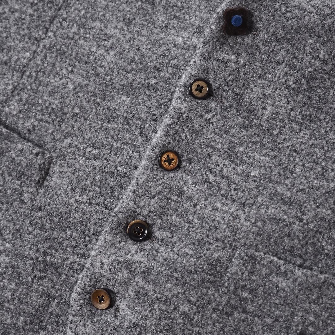 美品 希少 ラルディーニ ブートニエール付 ウール ジレ ベスト グレー