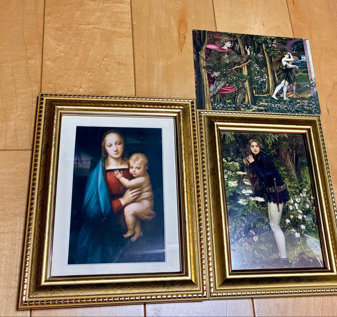 ラファエロ聖母＆ブリックデール『乙女エレン』 名画フレーム2点＋1