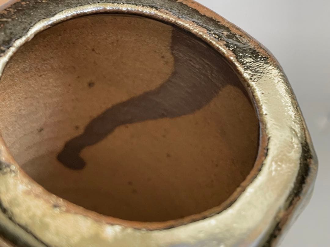 陶芸家　西岡小十　絵唐津　面取　香炉　唐津焼　古唐津　織部　香爐　共箱　純銀