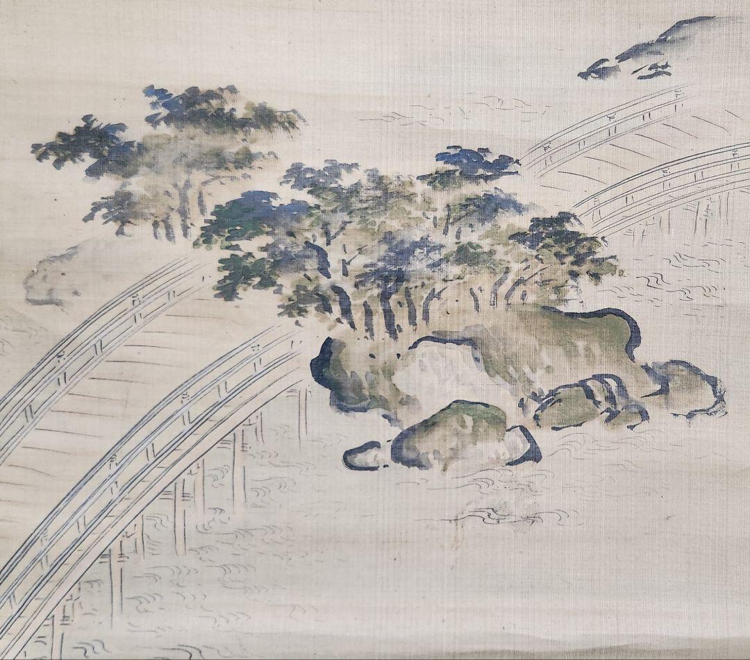 【近江八景図 双幅】狩野友甫宴信 1009 滋賀 掛け軸 肉筆 江戸狩野