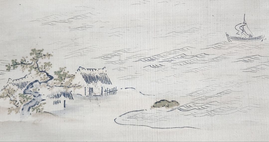 【近江八景図 双幅】狩野友甫宴信 1009 滋賀 掛け軸 肉筆 江戸狩野