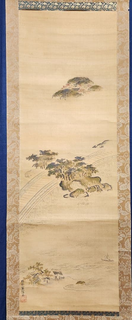 【近江八景図 双幅】狩野友甫宴信 1009 滋賀 掛け軸 肉筆 江戸狩野