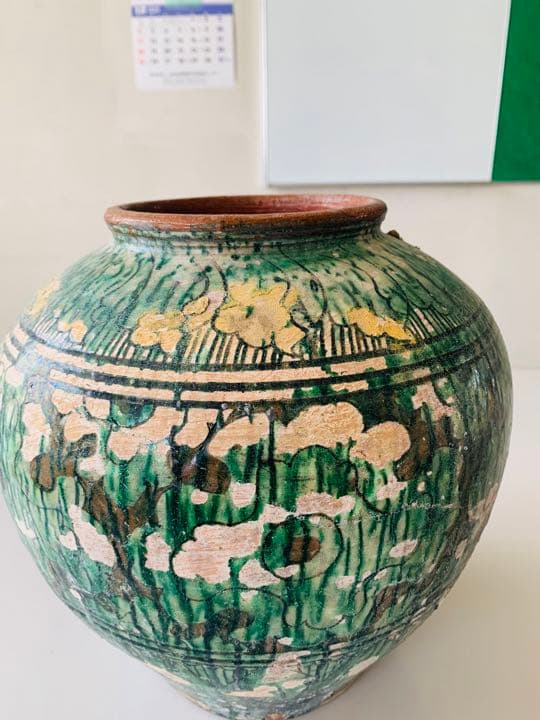 中国遼時代緑釉大缶