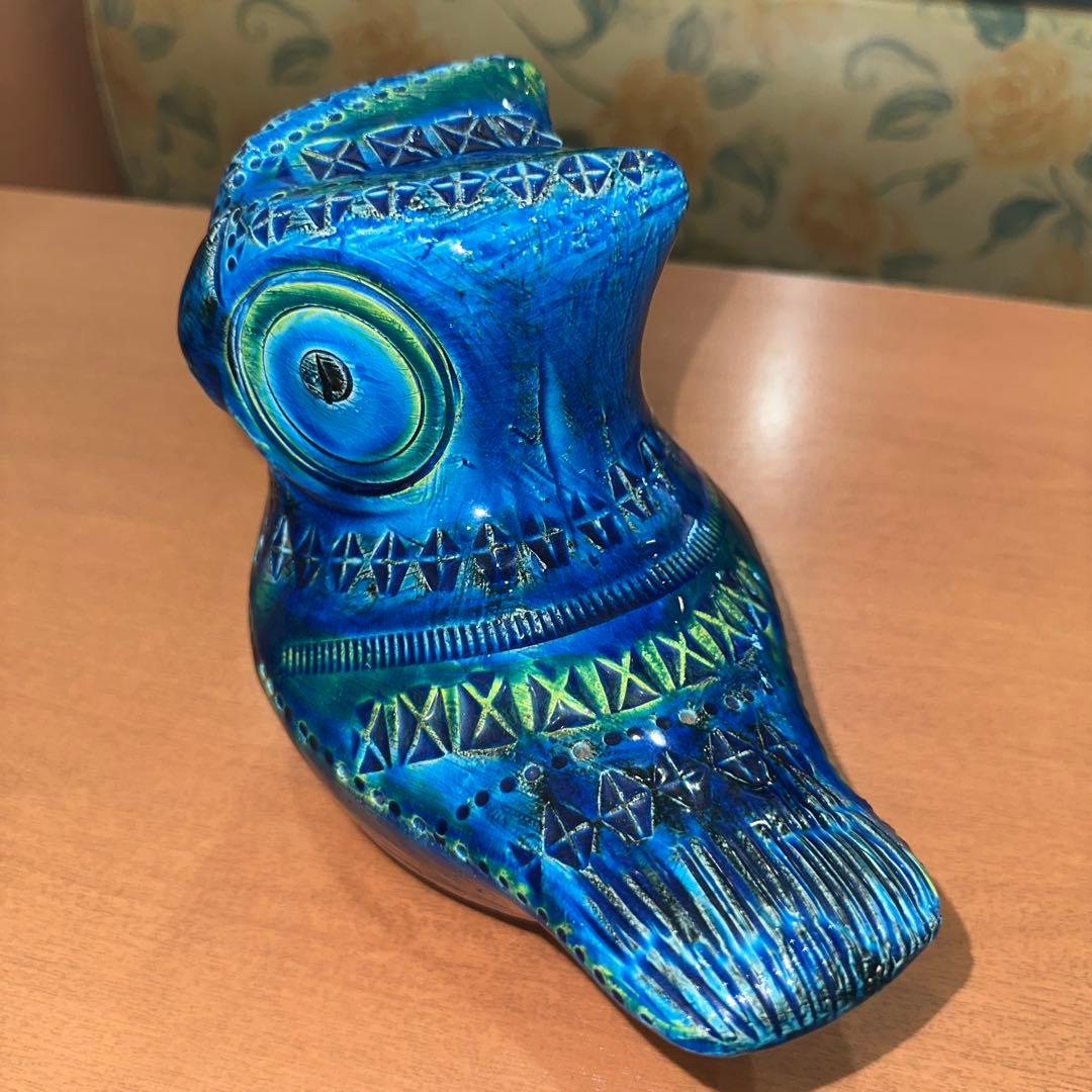 Italy Bitossi社 Flavia リミニブルー フウロウオブジェ 美品