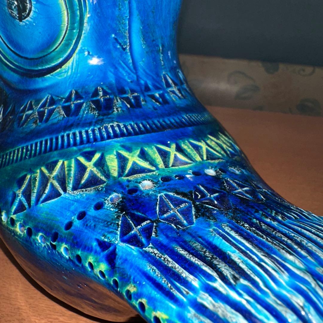 Italy Bitossi社 Flavia リミニブルー フウロウオブジェ 美品