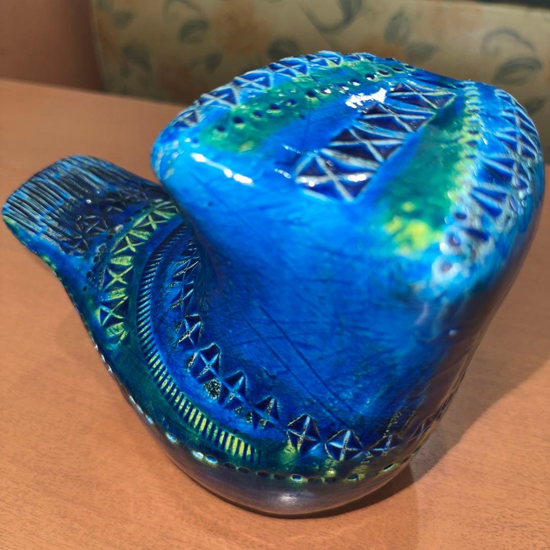 Italy Bitossi社 Flavia リミニブルー フウロウオブジェ 美品