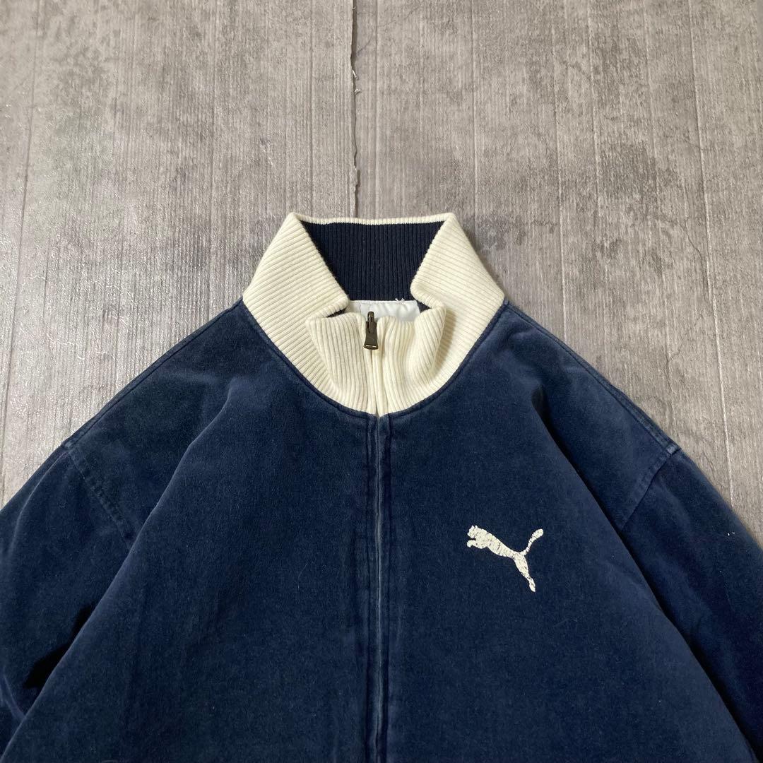 00s PUMA ベロア　中綿ジャケット　リバーシブル　紺　白　XL
