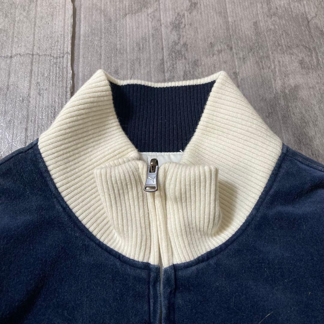 00s PUMA ベロア　中綿ジャケット　リバーシブル　紺　白　XL