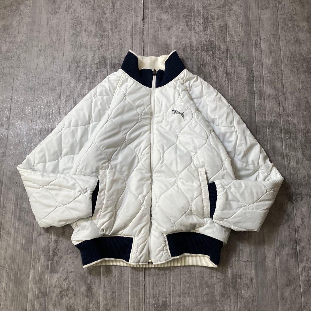 00s PUMA ベロア　中綿ジャケット　リバーシブル　紺　白　XL