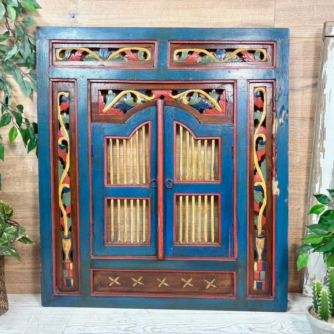 アンティークビンテージ年代物壁掛けパネル80×90木製インテリアウォールパネル