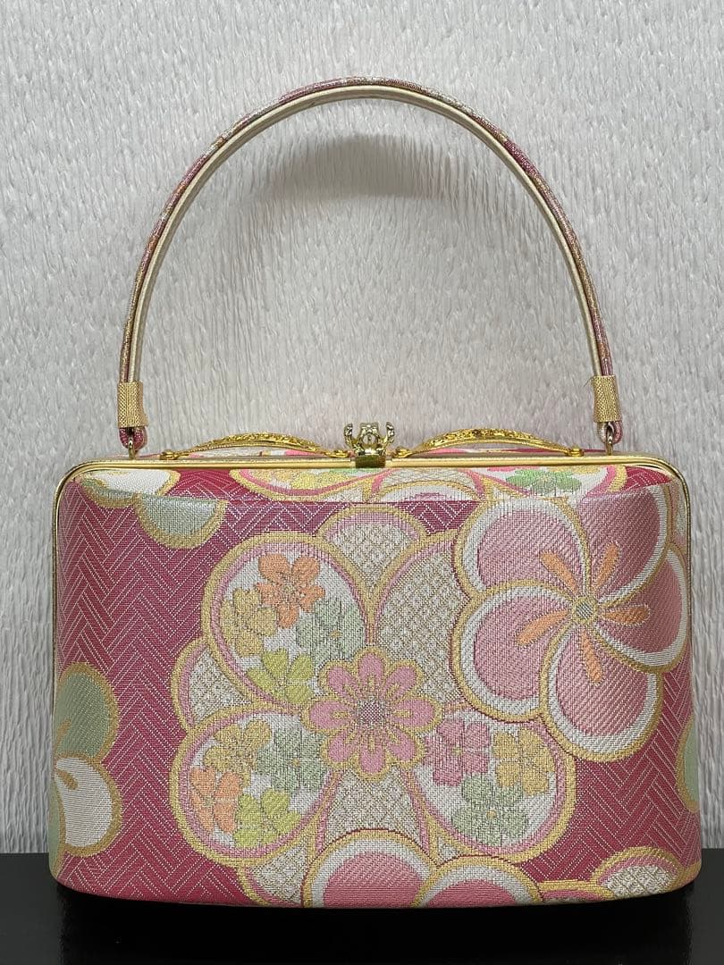 花柄 和装用バッグと草履セット　礼装　振袖　成人式　Mサイズ　厚底