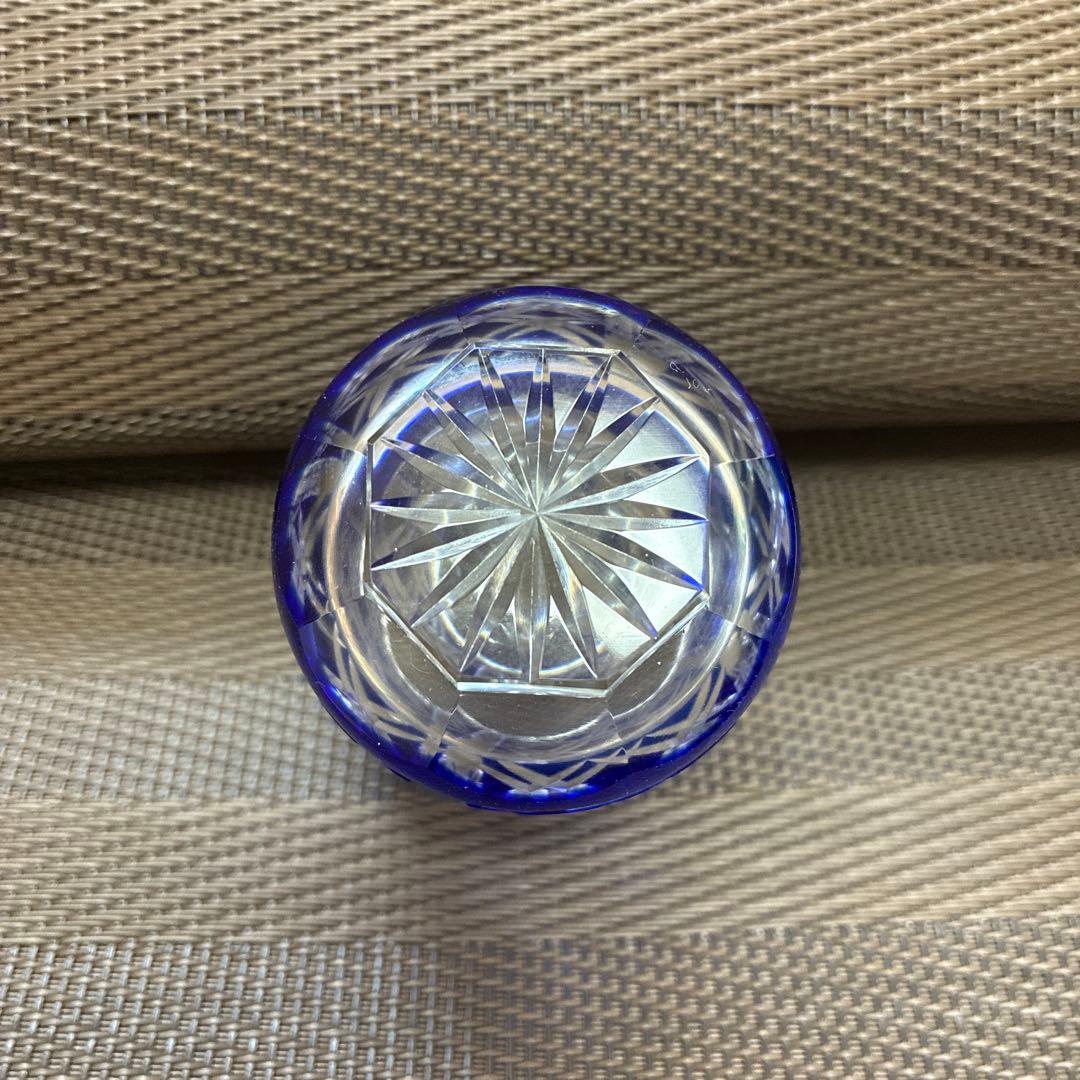 薩摩切子 ぐい呑み カメイガラス製 箱付 美品 酒器 切子グラス