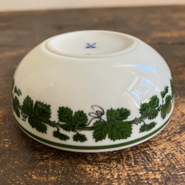 希少 1930年代 マイセン 陶器ボックス ヴァインリーフ セミアンティーク