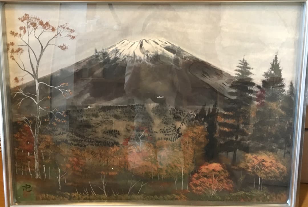 晩秋の富士 日本画 額装 美術品 額縁 富士山 秋 小林忠