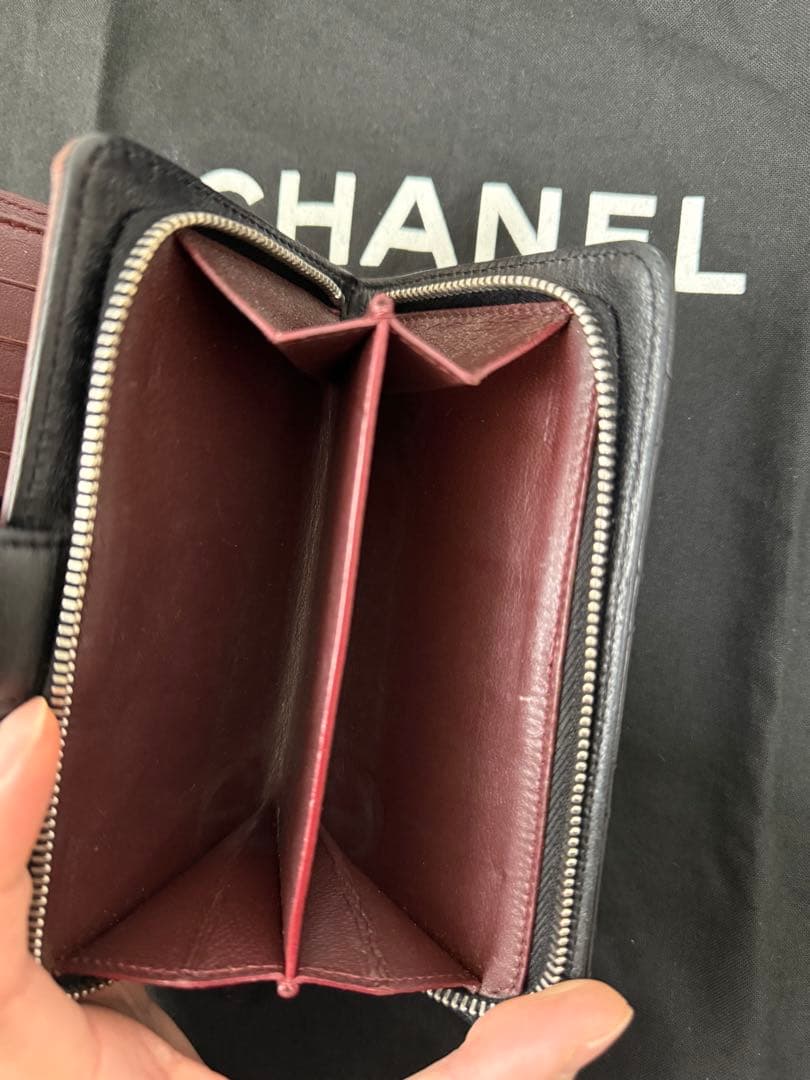 【CHANEL】キルティング ブラック 二つ折り財布