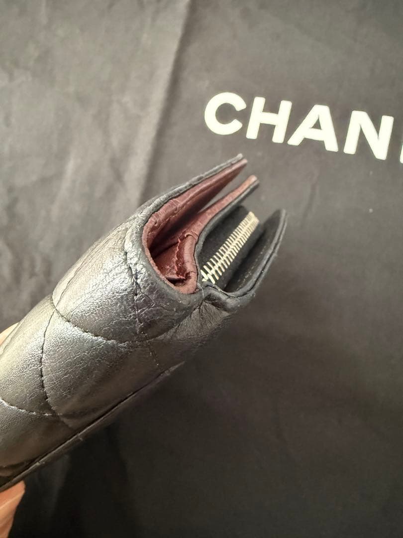 【CHANEL】キルティング ブラック 二つ折り財布