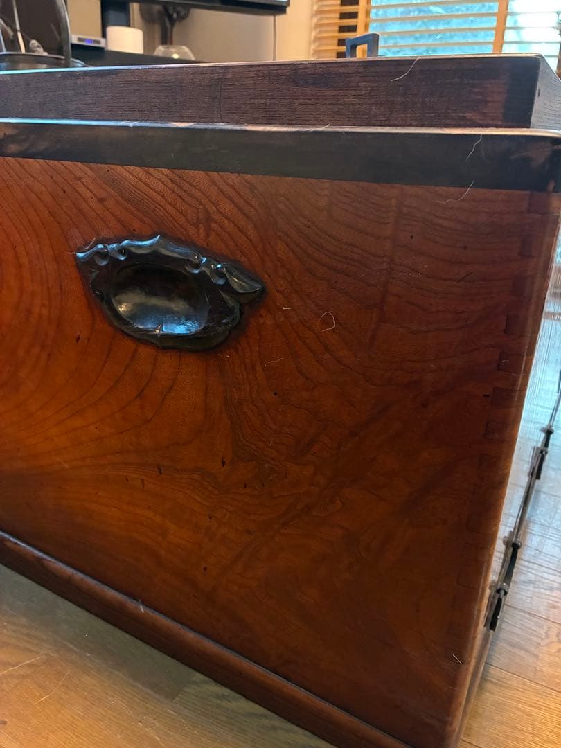 【欅無垢】長火鉢一式／灰・五徳・火箸・灰匙付き／和家具