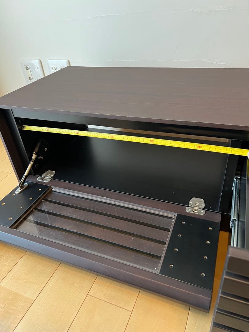 【中古品】ダークブラウン テレビ台 引き出し付き