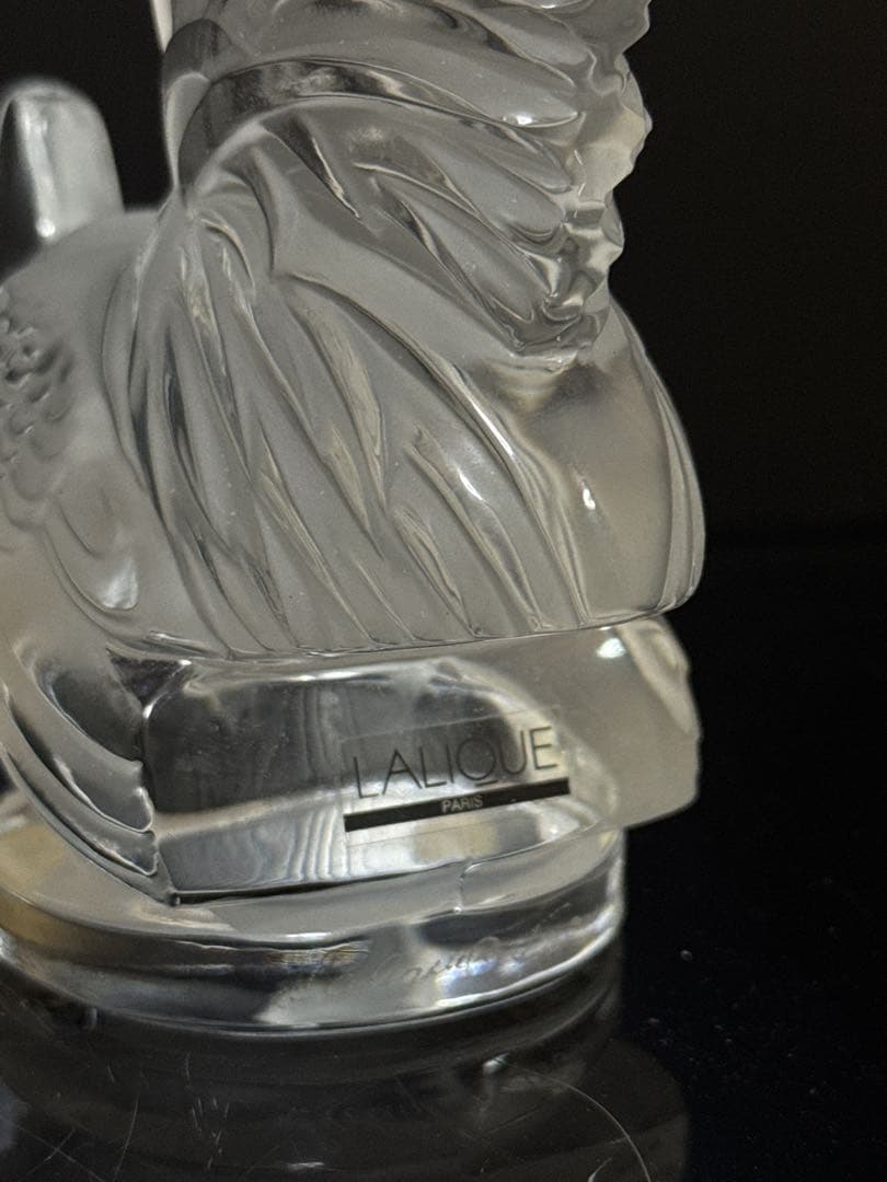 LALIQUE クリスタル 鶏 コックナン カーマスコット 置物 サイン入