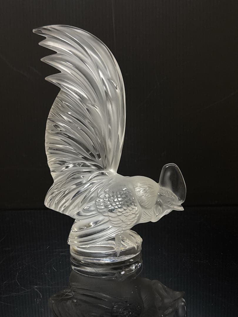 LALIQUE クリスタル 鶏 コックナン カーマスコット 置物 サイン入