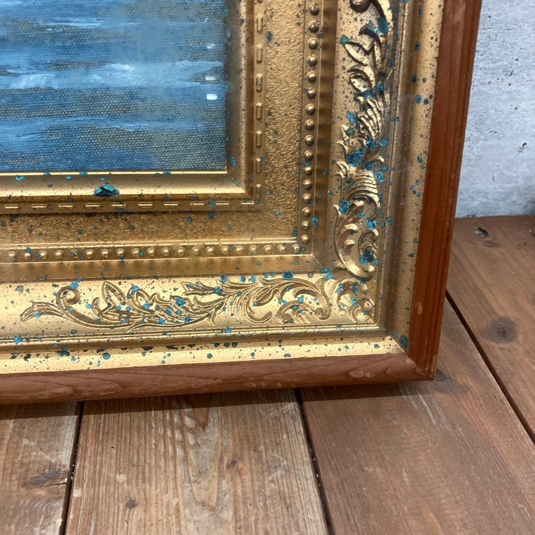 アンティーク 風景画 自然画 湖 滝 森林 油彩画 油絵 アート 絵画 美術