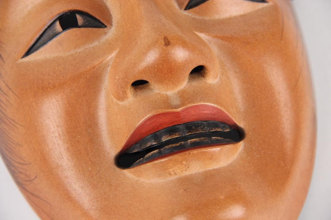 能面 猩々 能面袋付き 美品　美男　児嶋草　銘　あり EL11-10