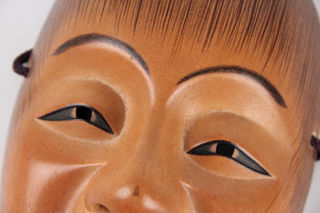 能面 猩々 能面袋付き 美品　美男　児嶋草　銘　あり EL11-10