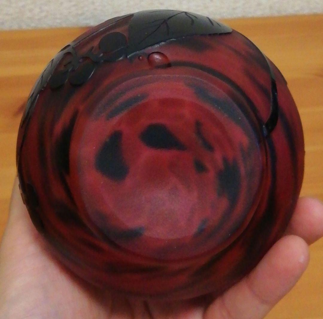 大川恵司作　彫刻　硝子　花図　花入　共箱　栞付　花瓶