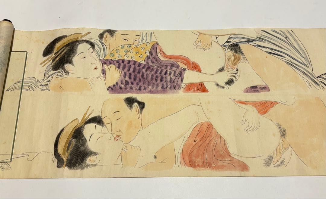 「春画絵巻物」彩色 手書き 1巻|艶本 浮世絵 和本 わじるし