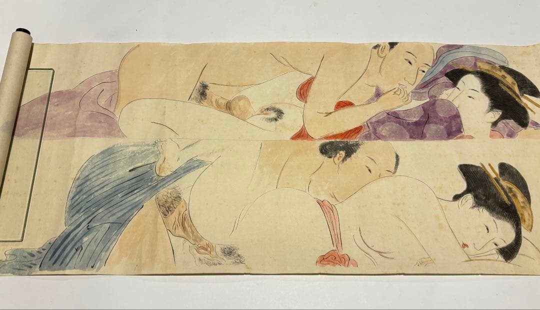 「春画絵巻物」彩色 手書き 1巻|艶本 浮世絵 和本 わじるし