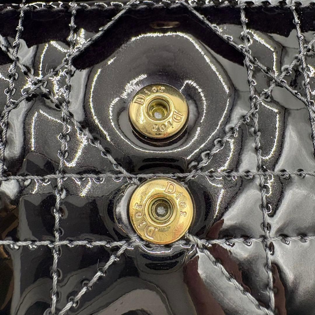 DIOR☆レディ ディオール☆エナメル☆ロータスウォレット☆カナージュ☆財布