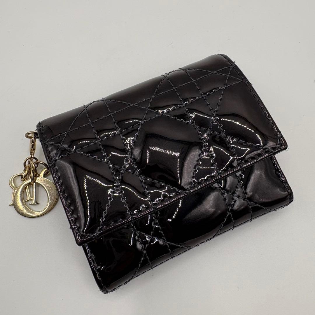 DIOR☆レディ ディオール☆エナメル☆ロータスウォレット☆カナージュ☆財布