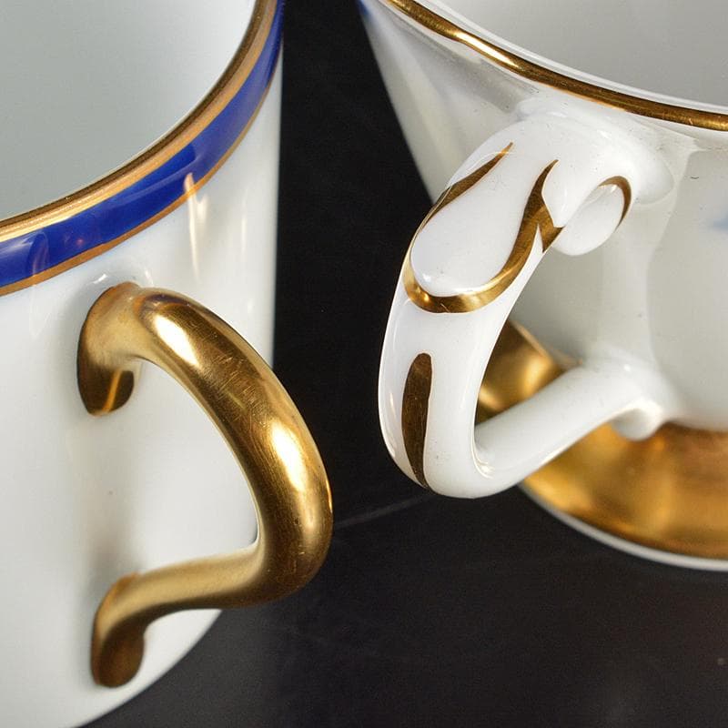 大倉陶園　染付金彩　コーヒーカップ＆ソーサー　2種2客　V　R7186