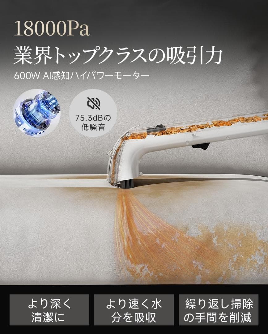 リンサークリーナー 600W強力モーター搭載カーペットクリーナー アタッチメント