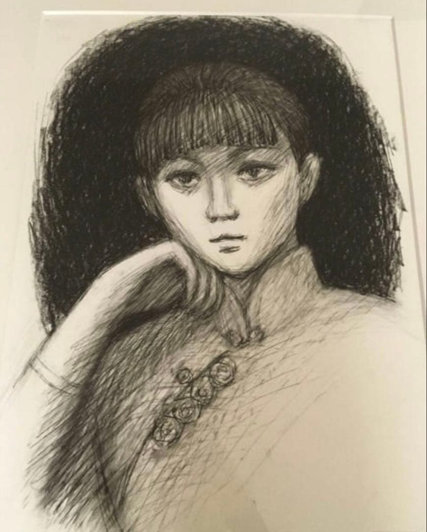 ■東急百貨店吉祥寺店購入　『岡本半三』　鉛筆画１５号　圧巻 デッサン力です