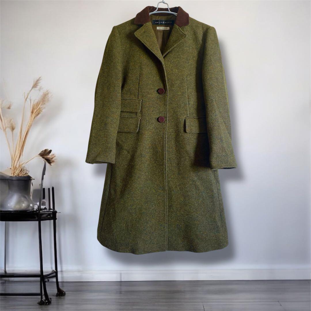 きれいめ◎CHILD WOMAN ウール　チェスターコート　オリーブカーキ系