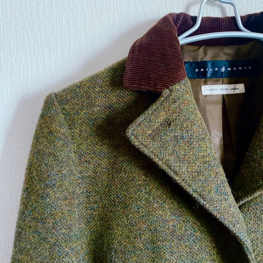 きれいめ◎CHILD WOMAN ウール　チェスターコート　オリーブカーキ系