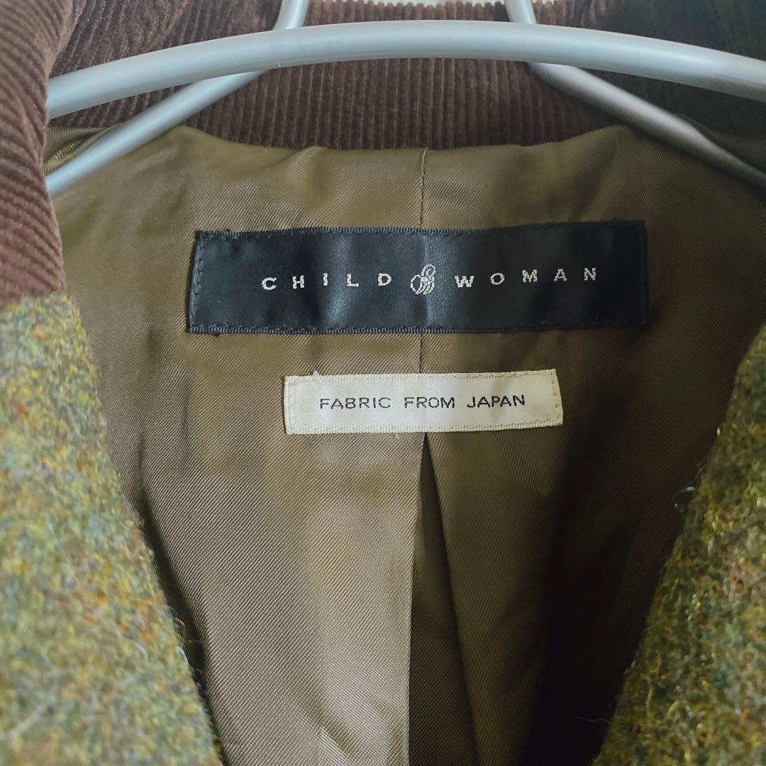 きれいめ◎CHILD WOMAN ウール　チェスターコート　オリーブカーキ系