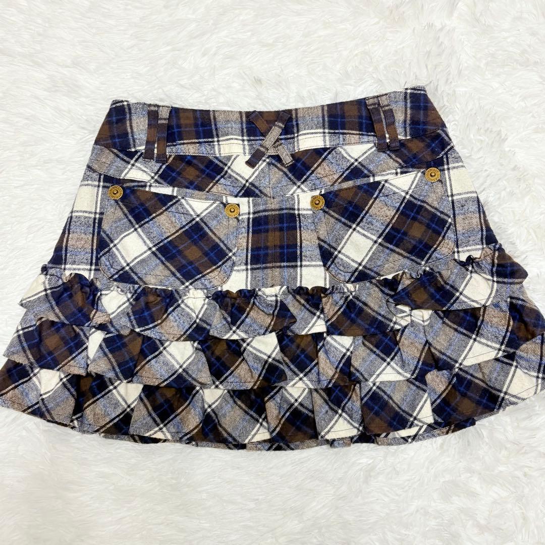 BURBERRY チェック　フリルミニスカート　Y2K 平成ファッション　ブルー