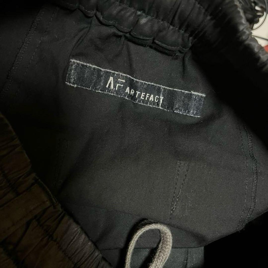 A.F ARTEFACT/サルエルクロップドパンツ/コーティング/黒ブラック2