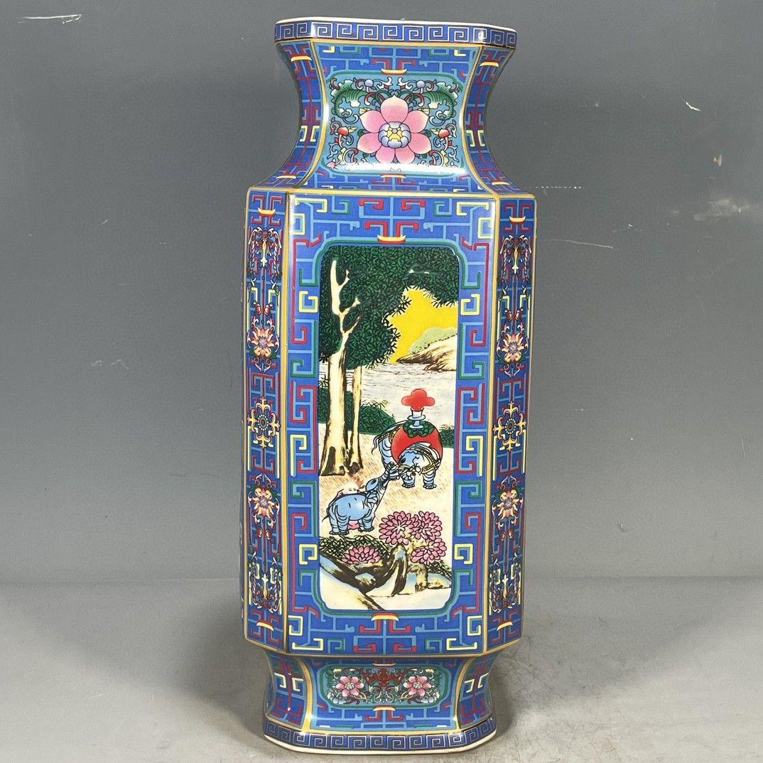 五彩花鳥紋賞瓶 景徳鎮 陶磁器 装飾品 現代工芸品美術品 置物