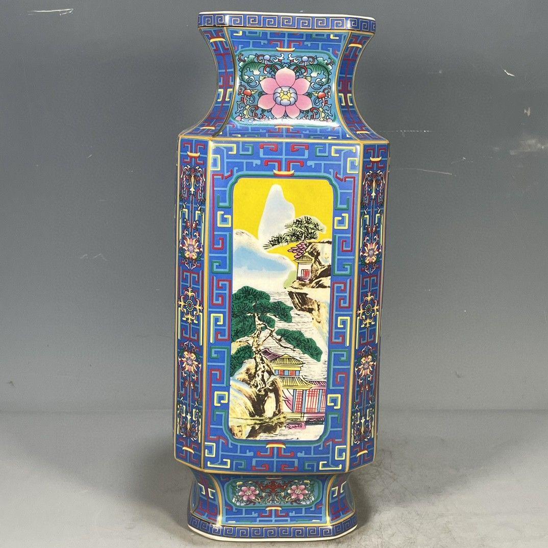 五彩花鳥紋賞瓶 景徳鎮 陶磁器 装飾品 現代工芸品美術品 置物