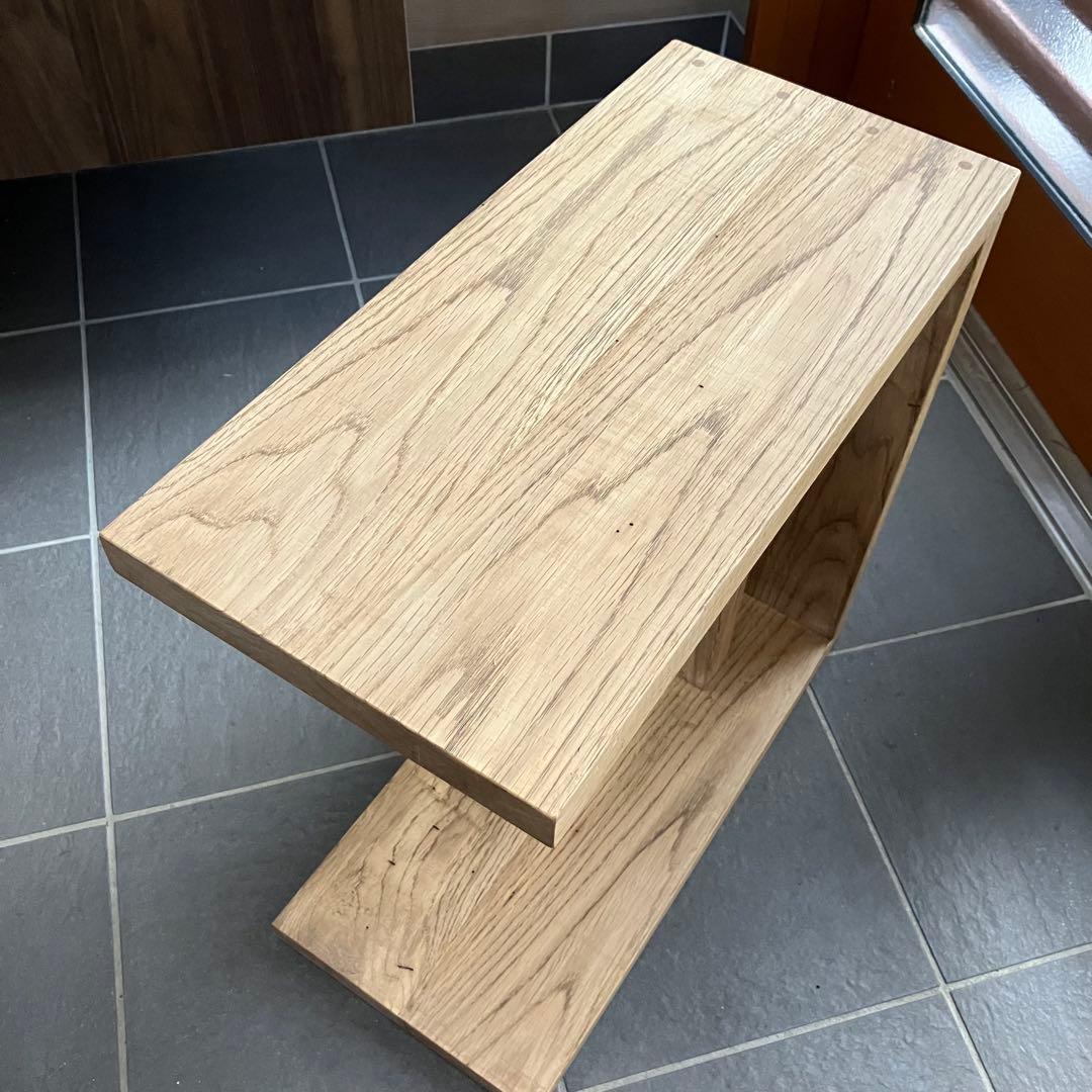 タモ古材　サイドテーブル　コの字