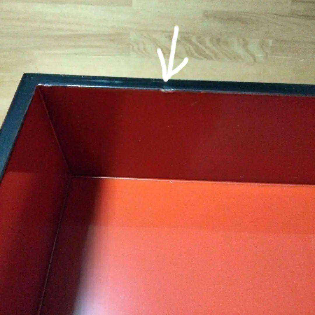 【家紋入り(剣片喰けんかたばみ）】漆塗り五段重箱　共箱