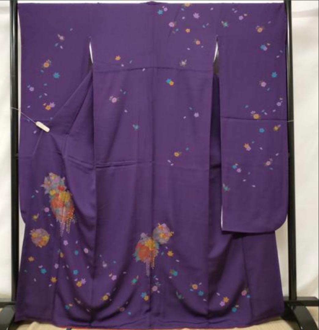 振袖 フルセット6点サイズＬ雪輪舞花文　金彩　正絹