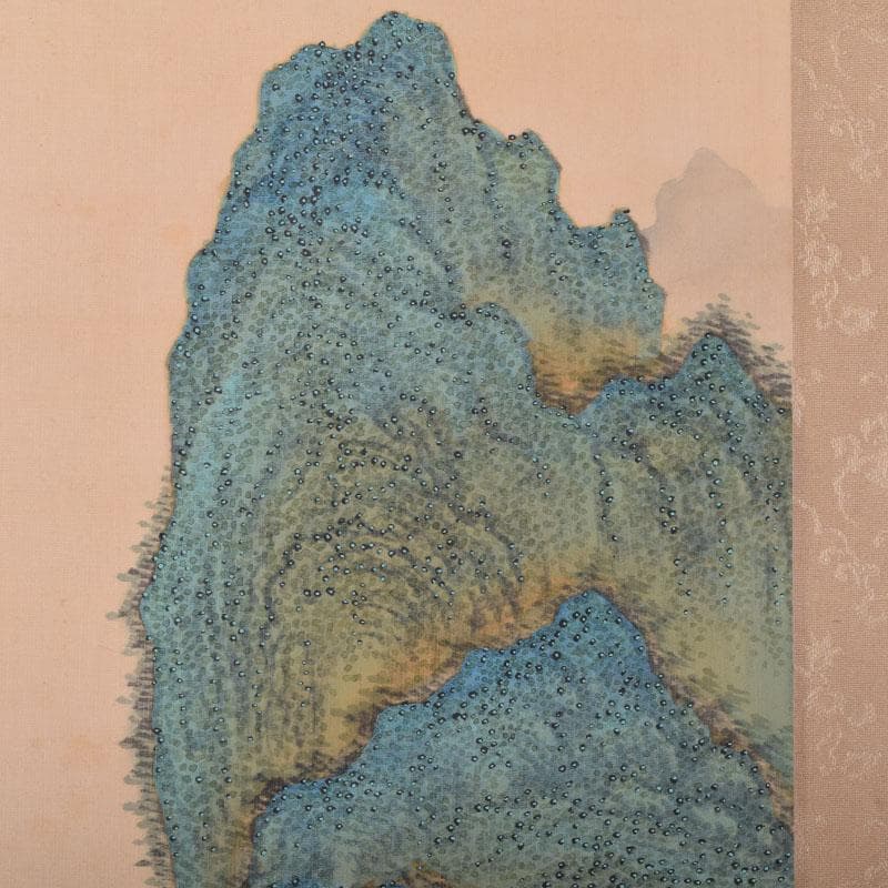 掛軸　田能村正東山人画賛　山水人物漢詩図　共箱　C　8679A