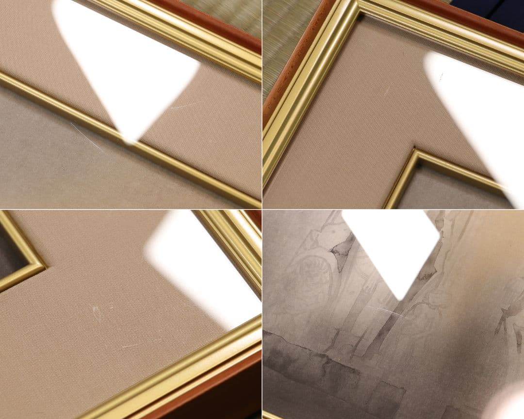 【真作】佐藤隆良 紙本肉筆 金彩墨彩 仏画 日本画 額装 アクリル板 CK43