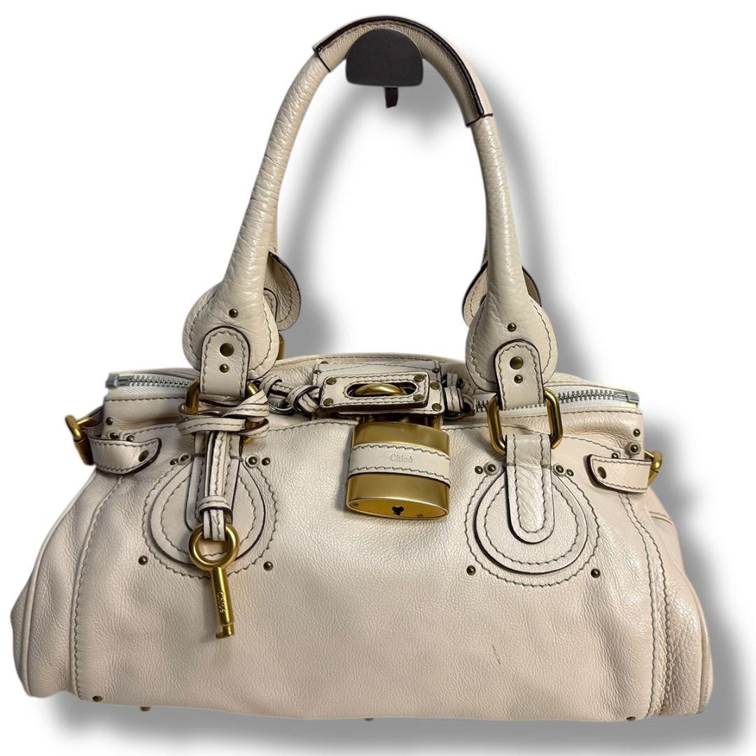 J7314 良品 クロエ Y2Kアーカイブパディントン ハンドバッグ アイボリー