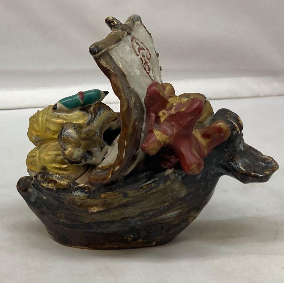 B192s  「宝船  置物」浅見安兵衛作　共箱　京焼　床飾